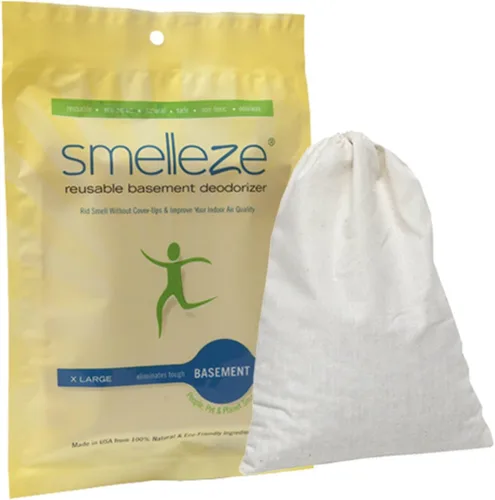SMELLEZE Bolsa desodorante reutilizable para eliminación de olores de sótano: elimina el olor funky sin fragancia trata 150 pies cuadrados