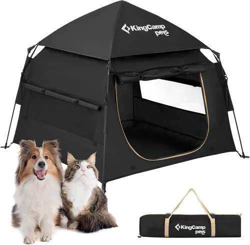 KingCamp Tienda de campaña para perros, gran casa portátil para perros para interiores y exteriores con tela Oxford 600D y doble capa para perros