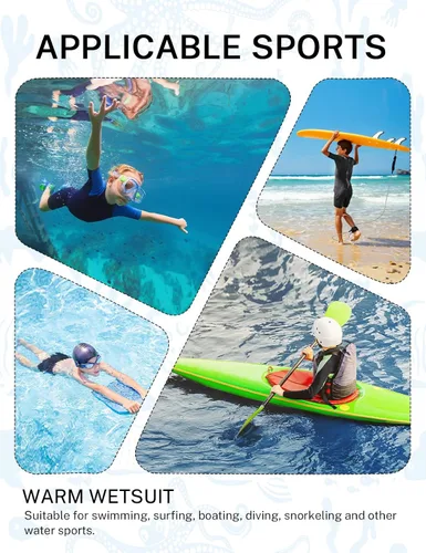 Miniatura 6 de Traje de neopreno para niños y niñas, traje de neopreno completo de 3/0.079 in y traje corto de 0.118 in para natación, surf