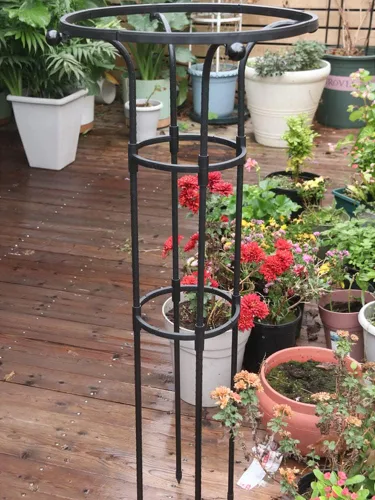 Miniatura 9 de Enrejado de obelisco de jardín para plantas trepadoras, enrejado de exterior e interior para plantas en maceta, paraguas vertical de metal