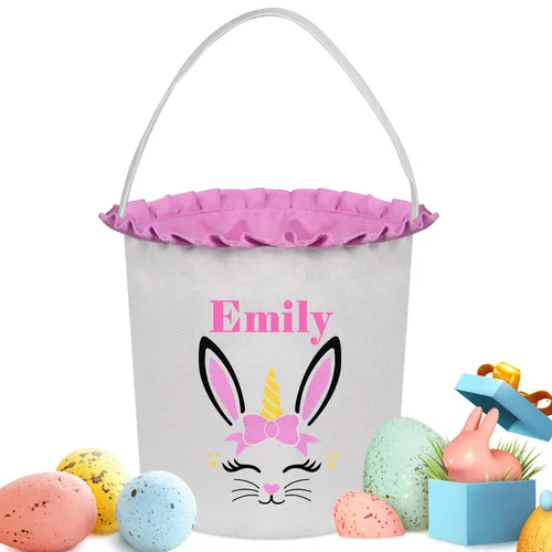 Miniatura 19 de Cestas de Pascua personalizadas para niños y niñas, cestas de conejo de Pascua personalizadas para niños, cesta de caza de huevos de Pascua, regalos
