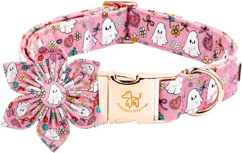 Miniatura 11 de Elegant little tail - Collar rosa para perras con flor, collar ajustable para mascotas con regalo de flores, collares para perros medianos