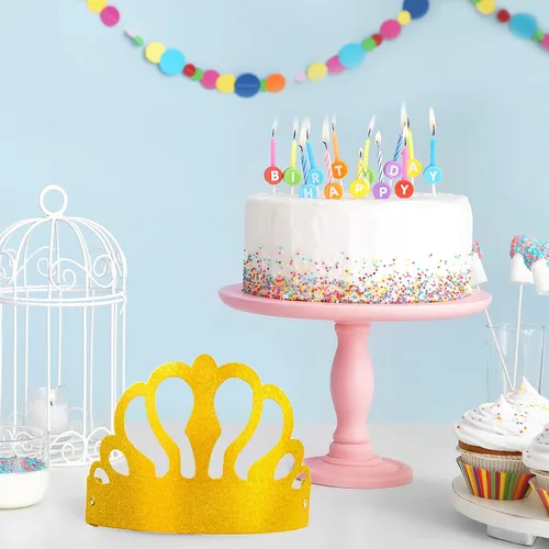 Miniatura 7 de Fancy Land Coronas de cumpleaños para niños, paquete de 25 unidades, coronas de papel brillante para aula, cumpleaños, escuela, familia, suministros
