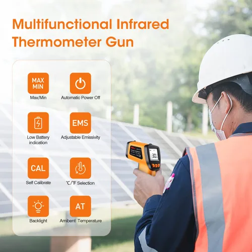 Miniatura 7 de Termómetro infrarrojo para pistola de temperatura, termómetro digital láser infrarrojo sin contacto, pistola de temperatura, termómetro IR
