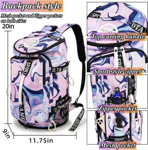 Miniatura 3 de Mochila de lona con compartimento para zapatos para 4 vías impermeable viaje deporte senderismo portátil, Púrpura, Mochilas de lona