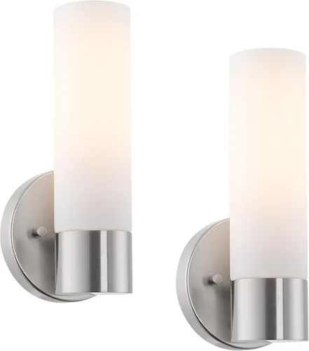 Kira Home Sol - Aplique de pared moderno de 10 pulgadas con pantalla de vidrio esmerilado, para baño/tocador, acabado de níquel cepillado, paquete