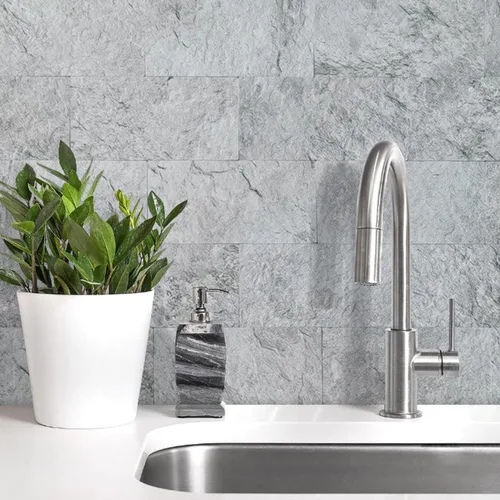 Miniatura 4 de AULIGET 20 piezas de azulejos de pared de piedra sintética ligera para despegar y pegar, 6 x 12 pulgadas, PVC para cocina, baño, lavandería, cámper