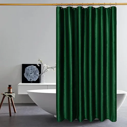 Miniatura 2 de Cortina de ducha HYAWGE de tela de terciopelo negro 260 GSM, cortina de ducha de lujo resistente, con ganchos, espesada, lavable, impermeable