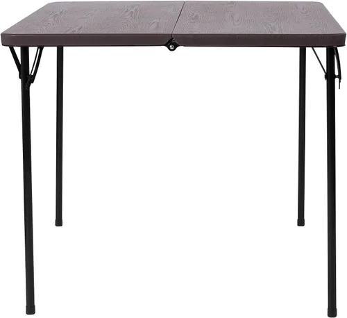 Miniatura 7 de Flash Furniture - Mesa plegable cuadrada de plástico de madera marrón granito de 2.83 pies con asa de transporte