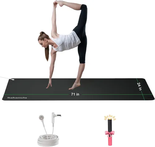 Alfombrilla de yoga Grounding – Almohadilla de ejercicio de fitness, 71 x 24 pulgadas, almohadilla de tierra antideslizante mejorada con cable de 15