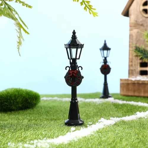 Miniatura 3 de LIOOBO Lámpara de Navidad Post Village Accesorios: Mini modelos de luz de calle de Navidad, lámpara de hadas de pueblo, luz de calle de casa