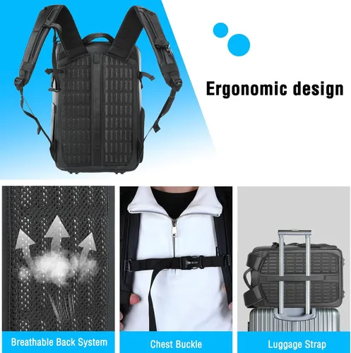 Miniatura 7 de MOSISO Mochila para cámara DSLR/SLR/SLR/sin espejo con panel trasero transpirable, mochila de viaje para fotografía con compartimento para laptop