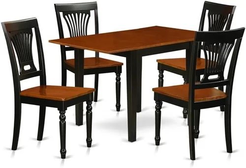 Miniatura 9 de East West Furniture NDPL3-BCH-W - Juego de mesa de comedor moderno de 3 piezas que contiene una mesa rectangular de madera con gotas y 2 sillas