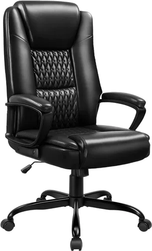 LEMBERI Silla de Escritorio de Oficina, Silla Ejecutiva Gerencial Grande y Alta, Silla de Computadora con Respaldo Alto, Sillas Ergonómicas de Cuero