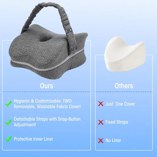 Miniatura 7 de Almohada de rodilla para personas que duermen de lado y alivio del dolor de ciática, almohada de espuma viscoelástica para piernas para dormir