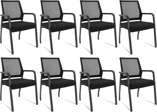 Miniatura 11 de KLASIKA Silla de escritorio sin ruedas, sillón con soporte lumbar ergonómico y cojín de asiento grueso, sillas de sala de espera para oficina