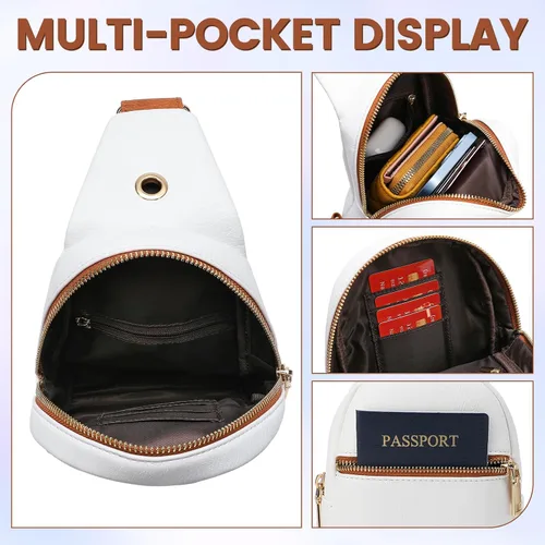 Miniatura 6 de Hvjcez Small sling bag for women crossbody purse Waterproof Leather Fanny Packs for Women Chest Bag with Adjustable Strap