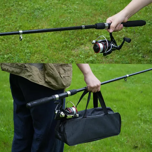 Miniatura 2 de Juego combinado de caña de pescar, 6.9 ft/6.89 pies, 145 piezas, kit de accesorios de pesca, cañas plegables, carrete giratorio, carretes de alta