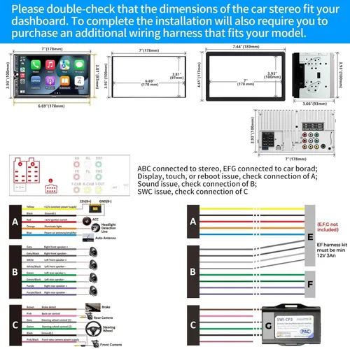 Miniatura 6 de Estéreo de auto de doble DIN de 7 pulgadas compatible con Apple CarPlay inalámbrico y Android Auto, puertos de subwoofer dual de 240 W y 4.2