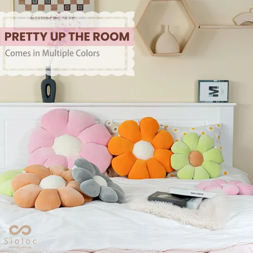 Miniatura 2 de sioloc Almohada de Flor, Almohada Decorativa con Forma de Flor Cojín de Trasero Cojín de Suelo, Cojín de Asiento, Decoración Bonita de Habitación