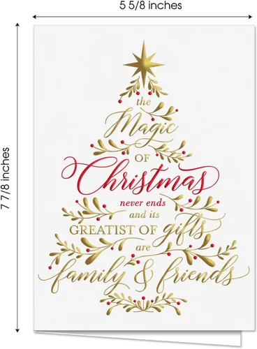 Miniatura 6 de Masterpiece Believe In The Magic Of Christmas Cards / Juego de 15 tarjetas navideñas en caja con detalles de papel de aluminio brillante y sobres