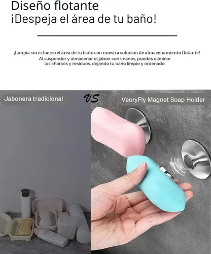 Miniatura 6 de 2 protectores de jabón magnéticos para barra de jabón, soporte de jabón de acero inoxidable para pared de ducha y cocina/baño, fácil de limpiar