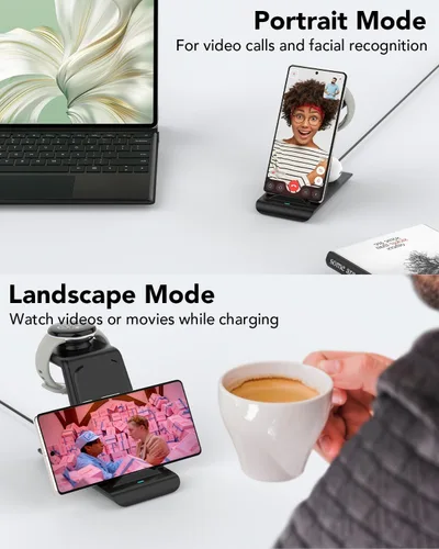 Miniatura 4 de Estación de carga inalámbrica 3 en 1 para cargador Google Pixel Watch 3/2, 10/10 Pro/10 Pro XL/9/9 Pro/9 Pro XL/8/7, Buds Pro 2, estación de carga