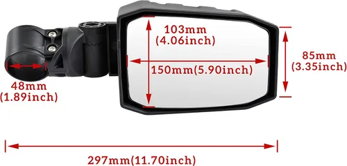 Miniatura 6 de SAUTVS Espejos laterales retrovisores ajustables para Can-Am Maverick X3, diseño más amplio, espejos laterales convexos transparentes plegables