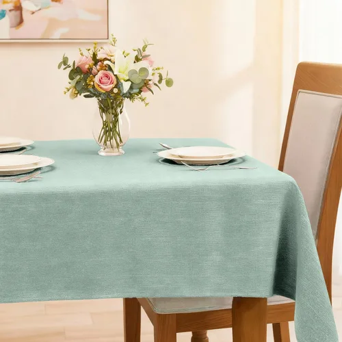 Miniatura 18 de Mantel rectangular de 55 x 95 pulgadas, impermeable, resistente a las manchas y a las arrugas, lavable, mantel de lino sintético resistente, mantel