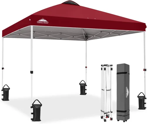 Miniatura 292 de EAGLE PEAK Tienda de campaña desplegable con bolsa de transporte con ruedas, 8 estacas, 4 cuerdas, 4 bolsas de peso, toldo de tienda de campaña