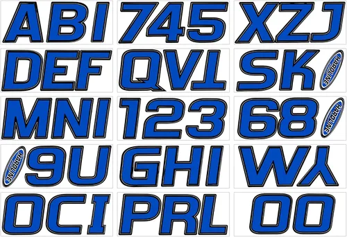 Miniatura 7 de Kit de números para registro de fábrica Hardline Products en color azul y negro, Plateado/Negro