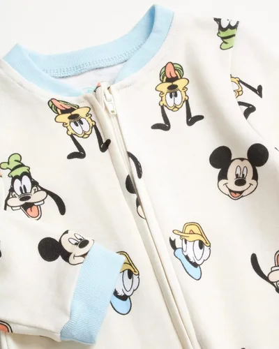Miniatura 3 de Disney Mameluco de Mickey Mouse para bebé, paquete de 2 mamelucos con pies para dormir y jugar (0-9 meses)