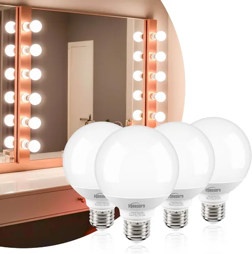 Miniatura 17 de Honesorn Bombilla de tocador equivalente a 60 W, base E26 blanca cálida de 2700 K, luz redonda para baño, bombillas LED G25 para espejo de tocador