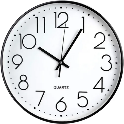 Tosnail Reloj de pared grande de 12 pulgadas sin tictac, reloj de pared redondo silencioso a pilas para sala de estar, baño, dormitorio, cocina,