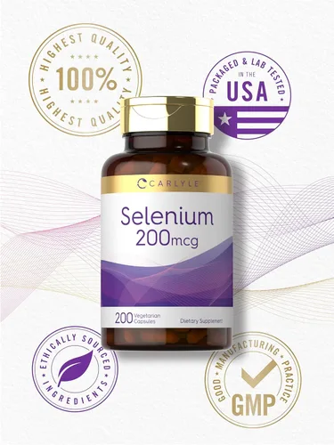 Miniatura 6 de Carlyle Selenio sin levadura 200 mcg 200 cápsulas Mineral esencial de L-selenometionina Suplemento vegetariano, sin OMG y sin gluten