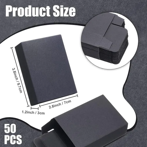 Miniatura 2 de Gersoniel 50 cajas de jabón de papel kraft para hacer jabón casero, suministros para recuerdos de fiesta, sin ventana, embalaje de envoltura de Negro