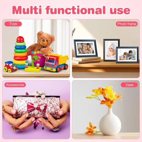 Miniatura 5 de DOITOOL Estante flotante de madera de estilo nórdico, soporte de almacenamiento de pared, diseño de lazo rosa para habitación de niños, dormitorio