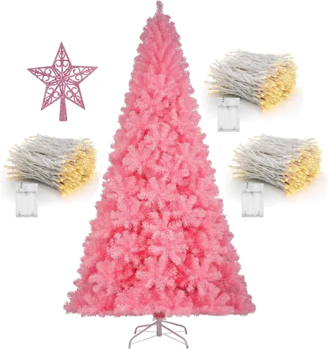 Miniatura 12 de KTKDE - Árbol de Navidad artificial premium de 1.8 m con 1005 puntas de ramas, 1 pieza, estrella en la parte superior del árbol, 200 luces LED Verde
