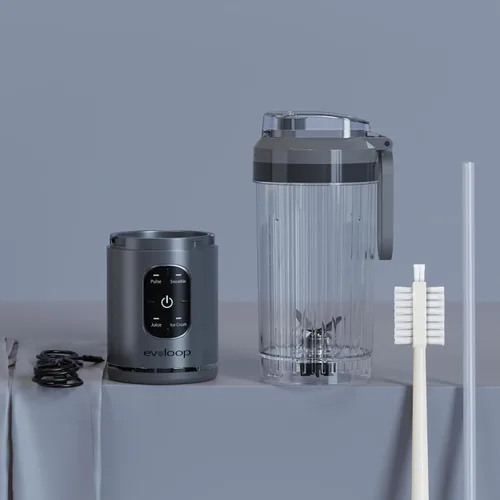 Miniatura 9 de Licuadora personal, licuadora portátil para batidos y licuados, tritura hielo, jugo, pulso, 4 programas, sin cable, recargable por USB-C, recipiente