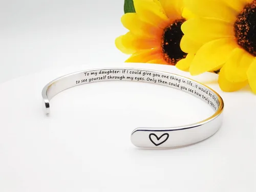 Miniatura 90 de Pulseras inspiradoras para mujer, joyería de acero inoxidable, con refranes, pulsera motivacional con mensaje oculto, pulseras grabadas para mejor