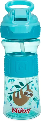 Miniatura 13 de Nuby Thirsty Kids Flip-It - Vaso para beber sin derrames con boquilla suave, 12 onzas, más de 18 meses, color camuflaje aguamarina, esenciales