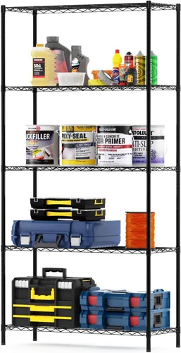 Miniatura 8 de Furinno Wayar - Carrito de almacenamiento de metal de 4 niveles con ruedas, 36 x 14 x 58 pulgadas, acero inoxidable