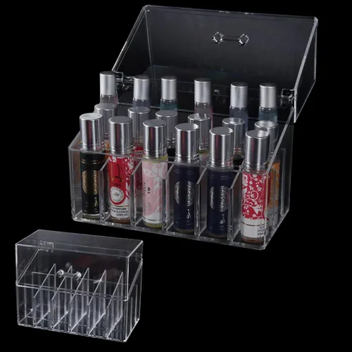 Miniatura 2 de Soporte acrílico para brillo de labios y organizador de perfumes Rollerball para soporte compacto de perfume de aceite esencial, cepillo
