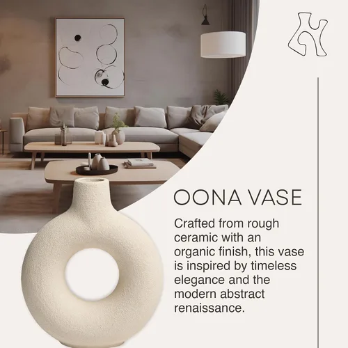 Miniatura 2 de Oona - Jarrón decorativo moderno para anillos, mediano, color blanco