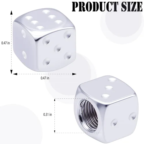 Miniatura 2 de 4 tapas de vástago de válvula de neumático estilo dado, con anillo de goma O, cubiertas universales de aleación de aluminio a prueba de polvo
