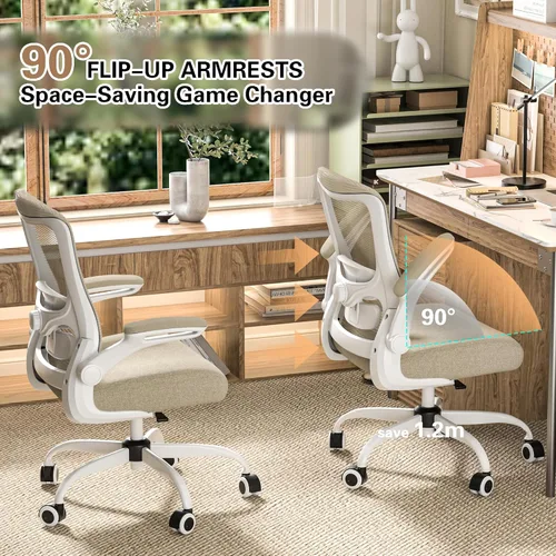 Miniatura 6 de Silla de oficina ergonómica, silla de escritorio con respaldo alto y soporte lumbar ajustable, respaldo de malla transpirable, capacidad de 330
