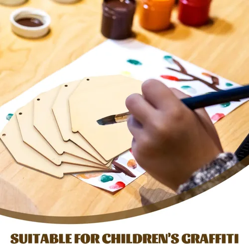 Miniatura 4 de 45 piezas de recortes de madera de animales de granja, sin terminar, manualidades, rebanadas de madera ligeras con cuerda para niños, decoración