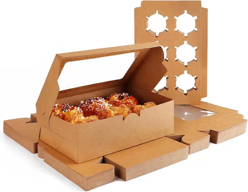Miniatura 9 de EUSOAR Cajas para magdalenas, 4 unidades, 50 recipientes para magdalenas, cajas para magdalenas con ventana de inserción y exhibición, portador