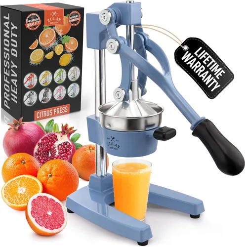 Miniatura 14 de Zulay Kitchen Exprimidor de hierro fundido, exprimidor manual resistente con coladores desmontables para una fácil limpieza, prensa de jugo