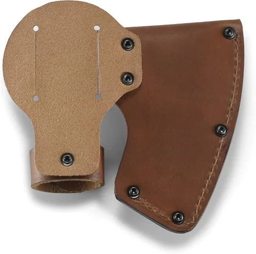 Miniatura 2 de CRKT Funda de hacha Freyr: cuero de grano completo, múltiples broches, trabillas para cinturón para transporte seguro del hacha, para uso con CRKT